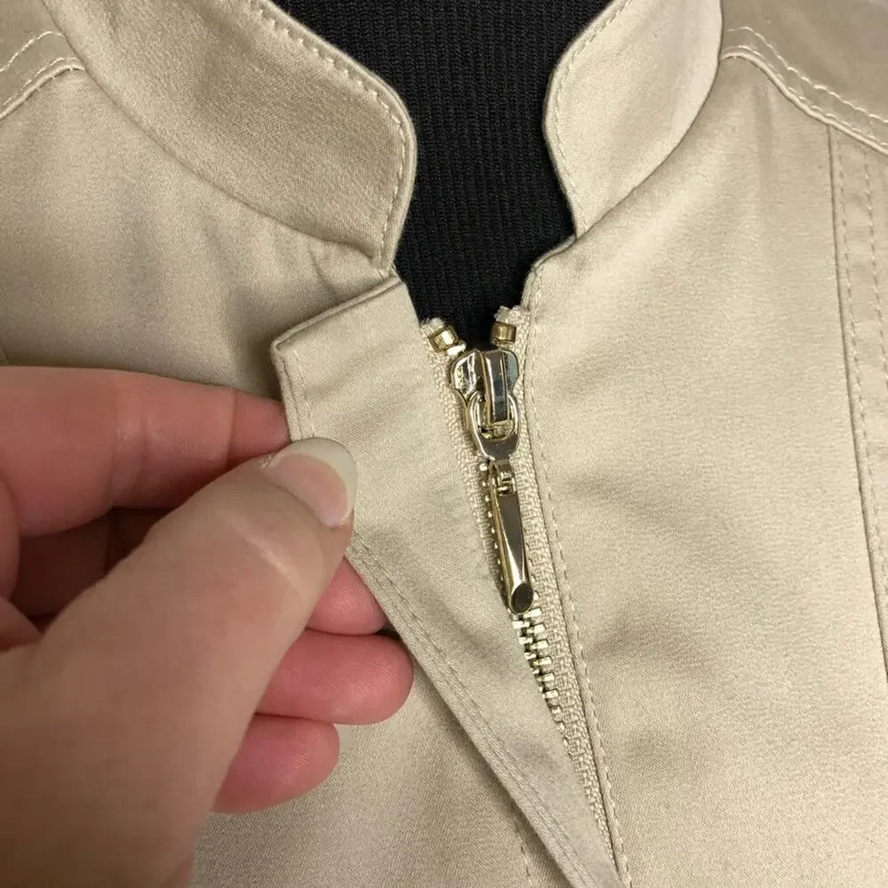 WHBM cream tan zip front blazer jacket size 2